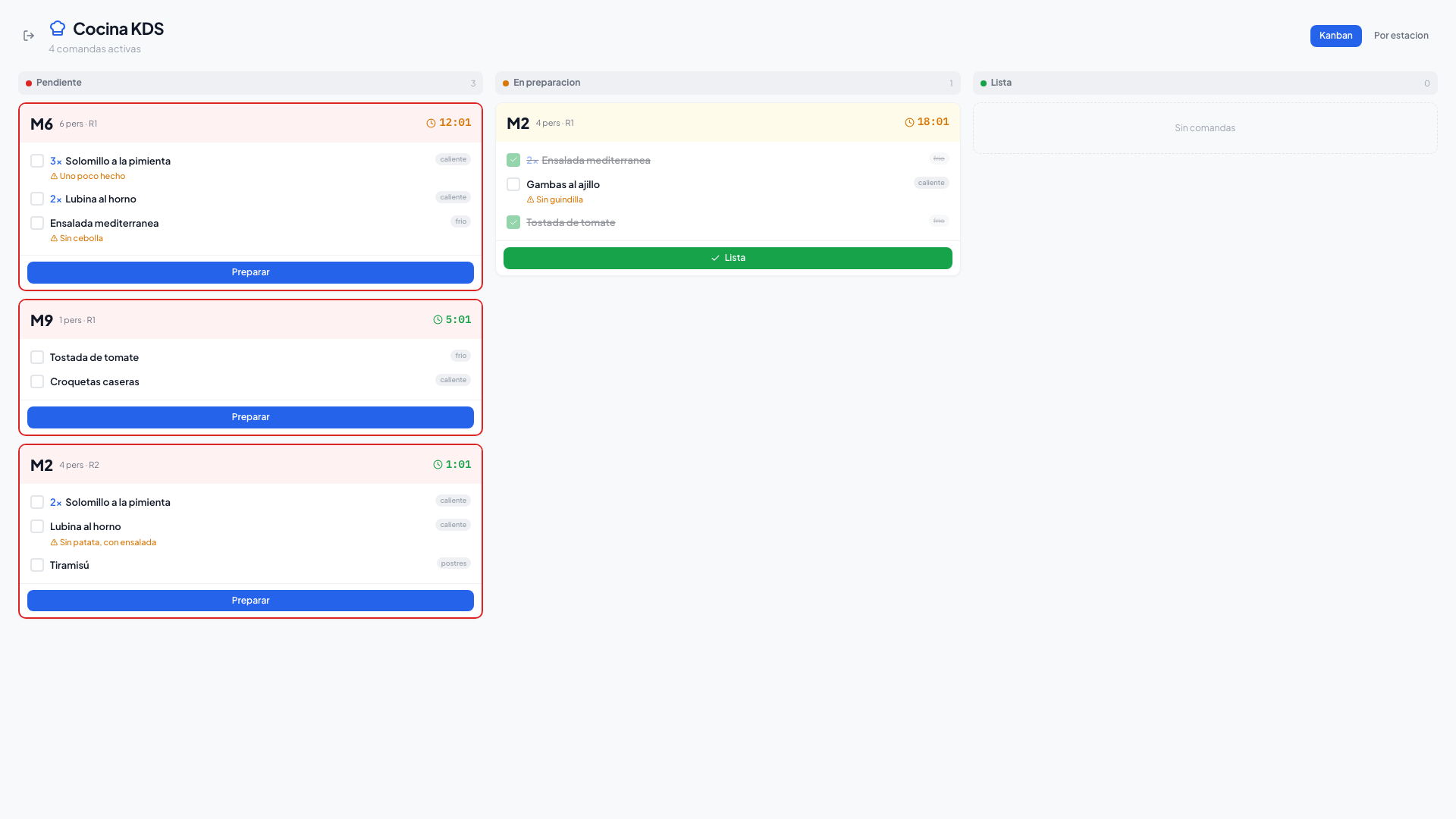 Kitchen Display System mit Bestellungs-Kanban in Echtzeit