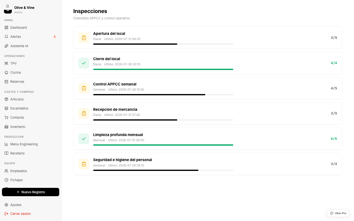 Digitale HACCP-Checklisten mit visuellem Fortschritt