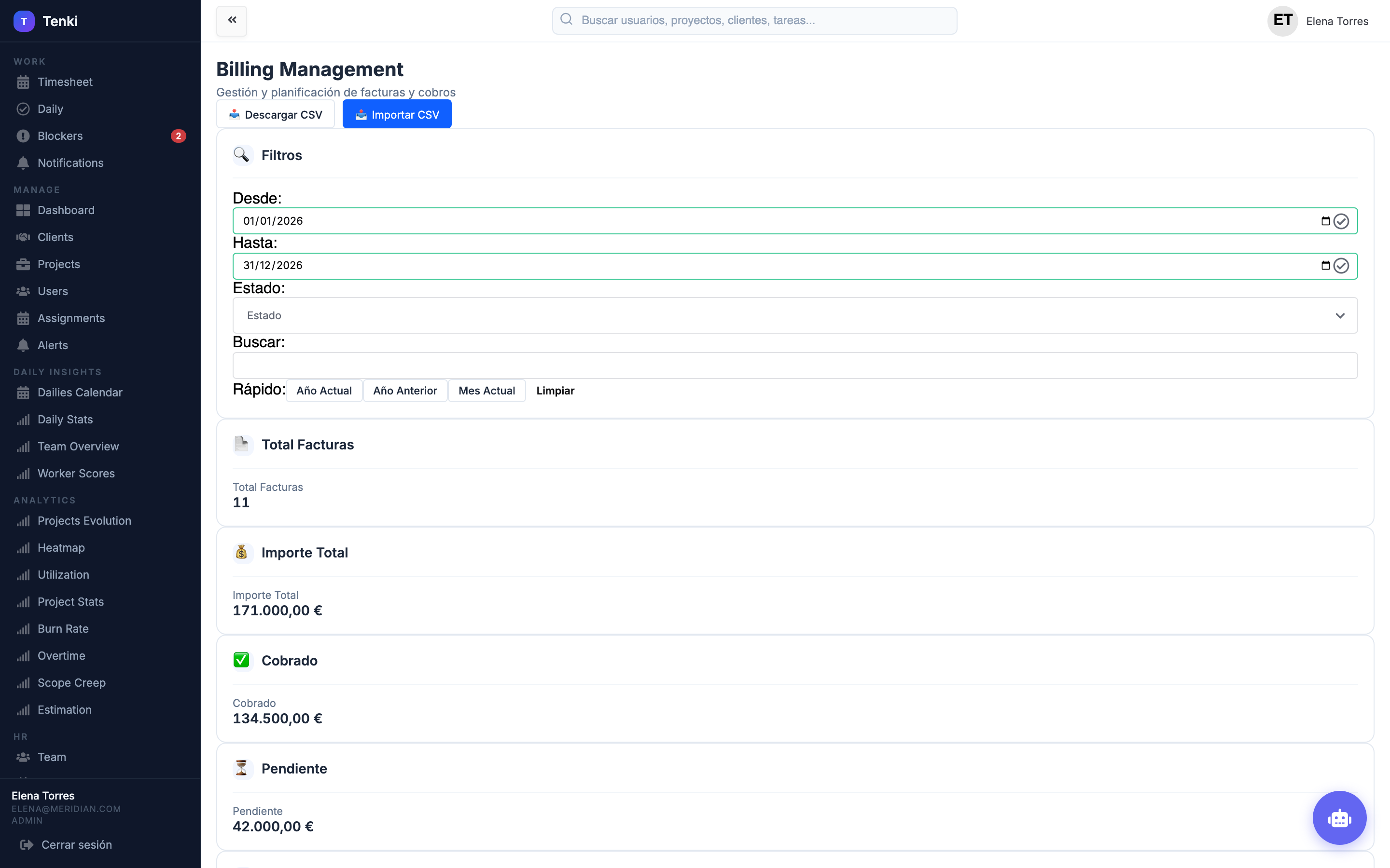 Facturación con estados draft, invoiced y paid